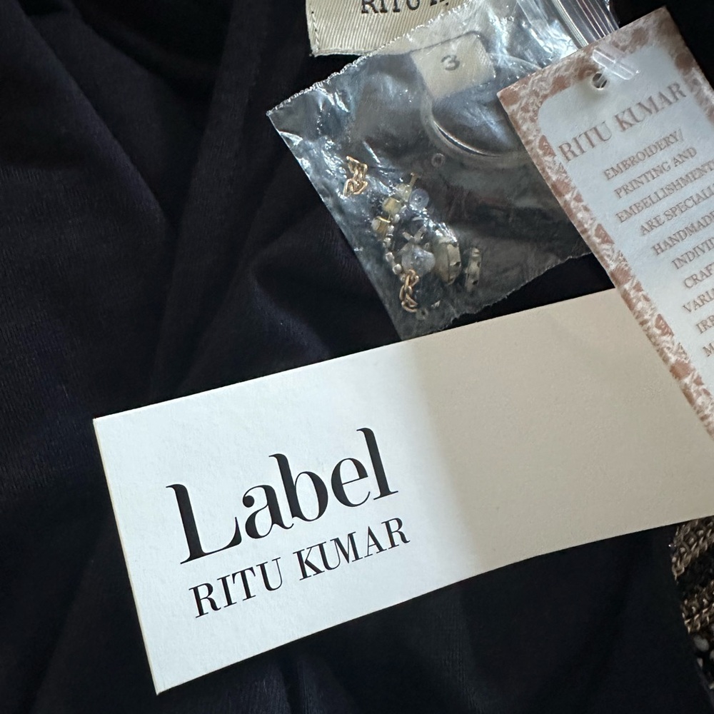 Label Ritu Kumar NWT Black Embellished Maxi Dress Long Sleeve Beaded - Picture 8 of 8